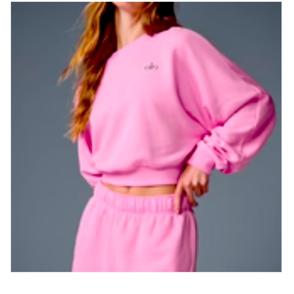 Alo cropped accolade crewneck - Sweet Pink